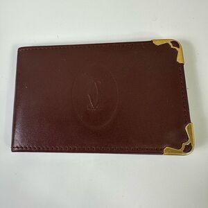 Cartier Vintage Bordeaux Leather Pocket Mirror Case With Mirror